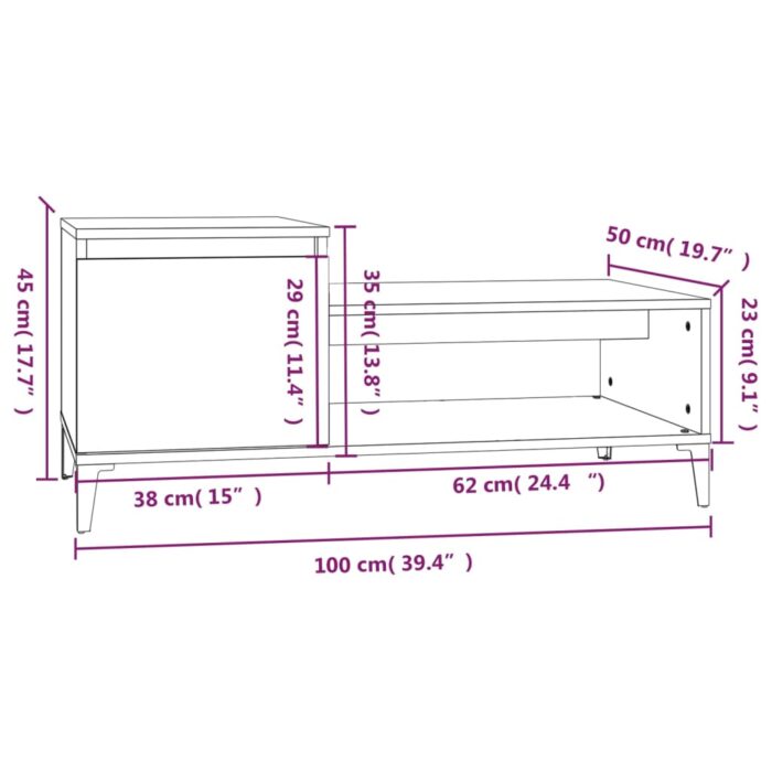 Table basse Blanc brillant 100x50x45 cm Bois d'ingénierie – Image 8