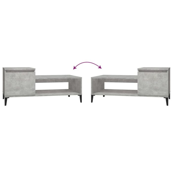 Table basse Gris béton 100x50x45 cm Bois d'ingénierie – Image 6