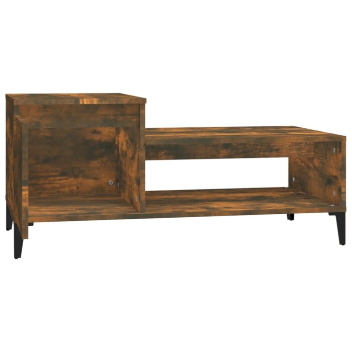 Table basse Chêne fumé 100x50x45 cm Bois d'ingénierie – Image 4