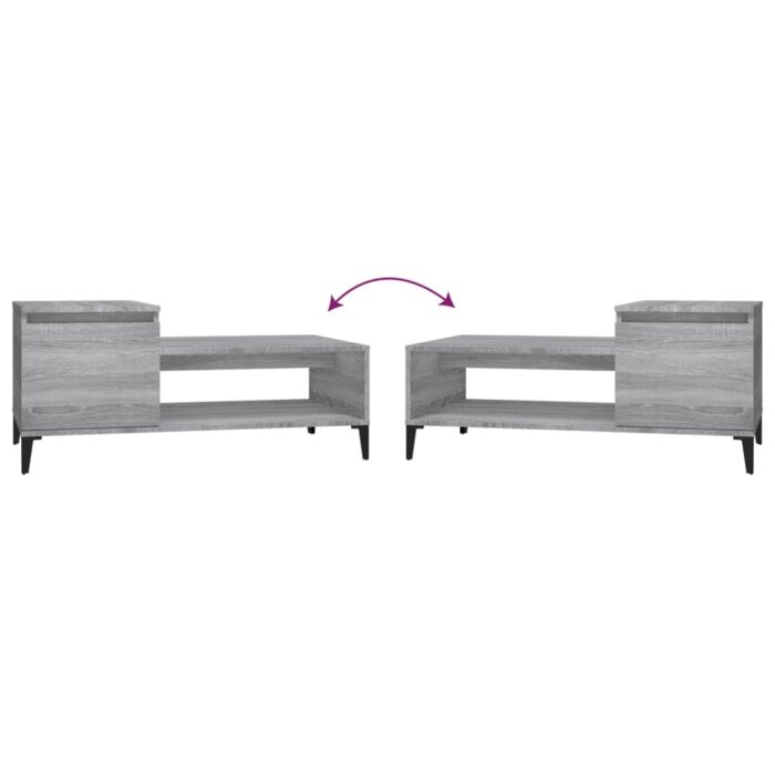 Table basse Sonoma gris 100x50x45 cm Bois d'ingénierie – Image 6