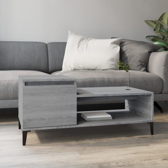 Table basse Sonoma gris 100x50x45 cm Bois d'ingénierie – Image 1