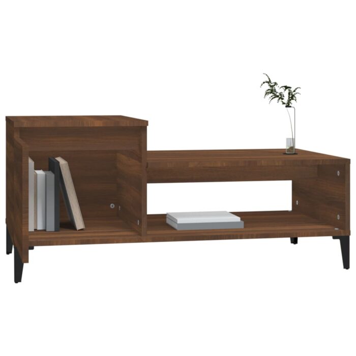 Table basse Chêne marron 100x50x45 cm Bois d'ingénierie – Image 2