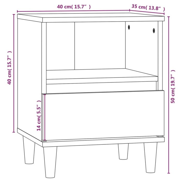 Table de chevet Chêne marron 40x35x50 cm – Image 8