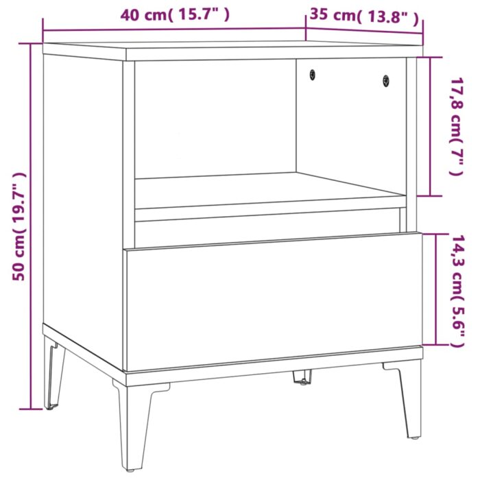 Tables de chevet 2 pcs Sonoma gris 40x35x50 cm – Image 9