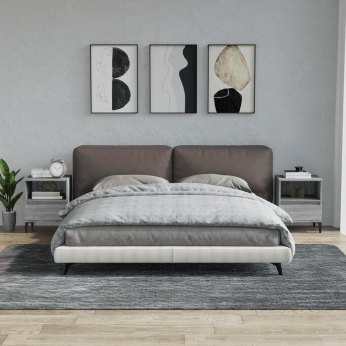 Tables de chevet 2 pcs Sonoma gris 40x35x50 cm – Image 1