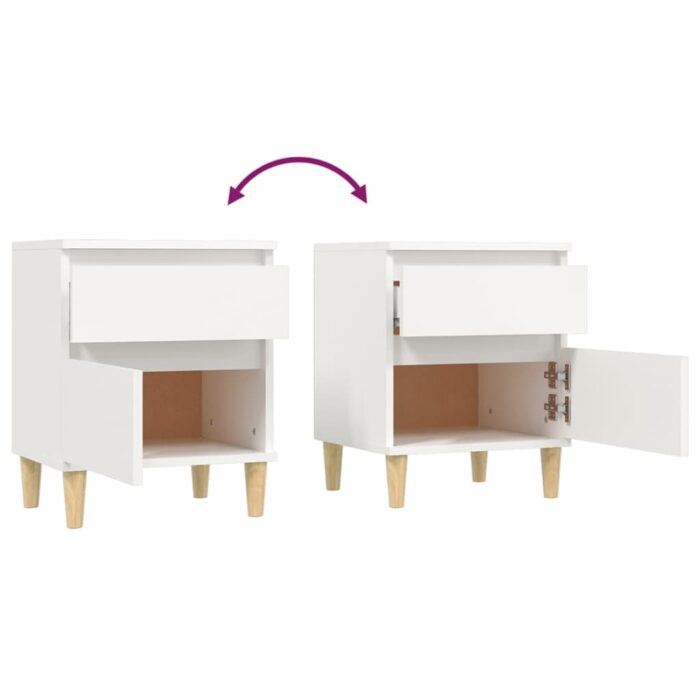 Tables de chevet 2 pcs Blanc 40x35x50 cm – Image 7