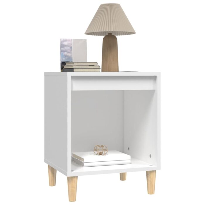Table de chevet Blanc 40x35x50 cm Bois d’ingénierie – Image 2