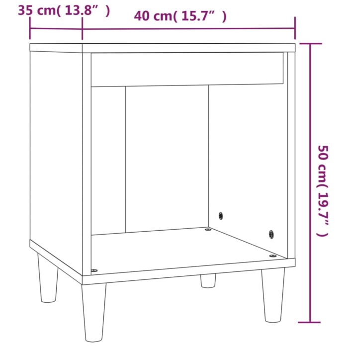 Table de chevet Blanc 40x35x50 cm Bois d’ingénierie – Image 6