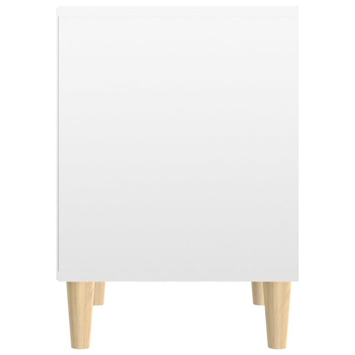 Table de chevet Blanc brillant 40x35x50 cm Bois d’ingénierie – Image 4