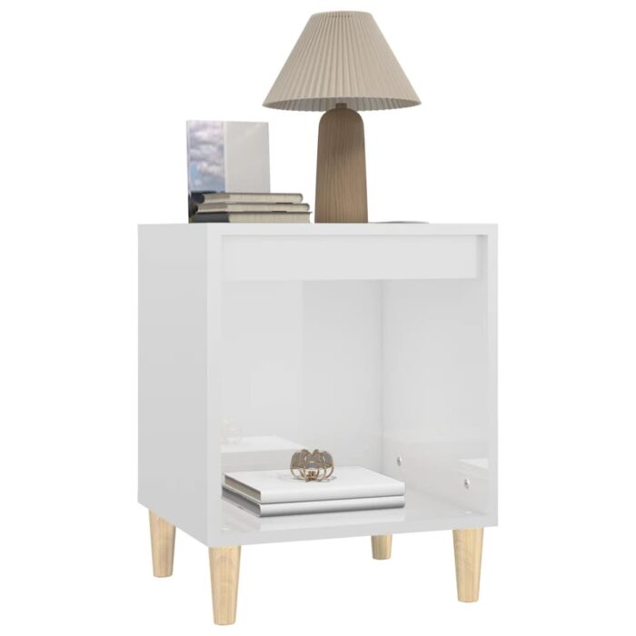 Tables de chevet 2 pcs Blanc brillant 40x35x50 cm – Image 2