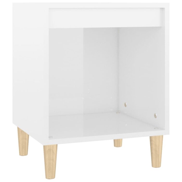 Tables de chevet 2 pcs Blanc brillant 40x35x50 cm – Image 3