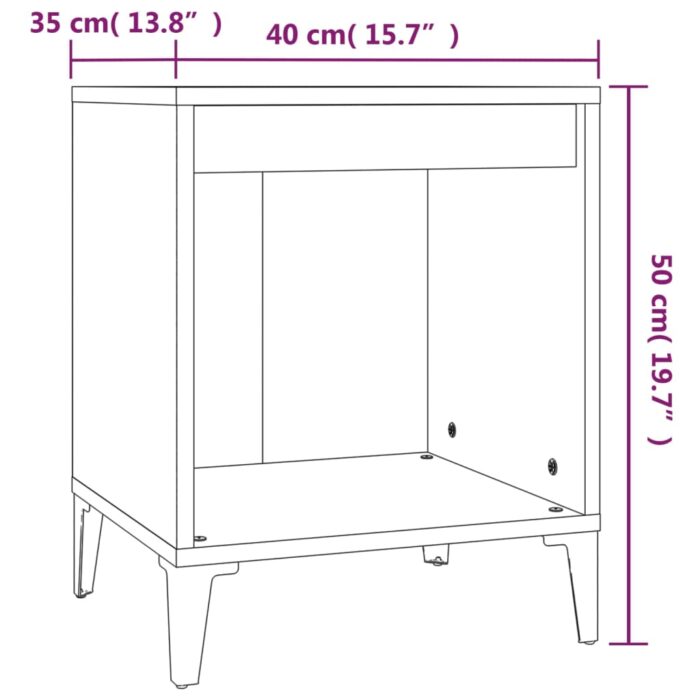 Table de chevet Sonoma gris 40x35x50 cm – Image 6