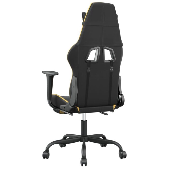 Chaise de jeu avec repose-pied Noir et doré Similicuir – Image 3