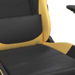 Chaise de jeu avec repose-pied Noir et doré Similicuir – Image 7
