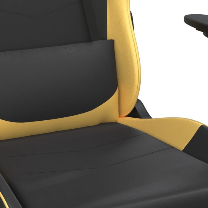 Chaise de jeu avec repose-pied Noir et doré Similicuir – Image 7