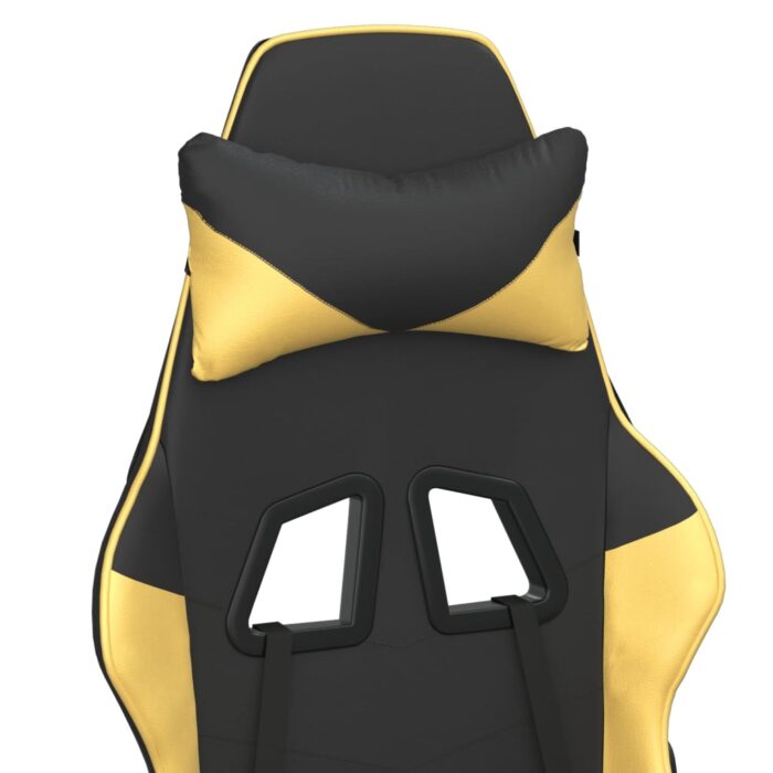 Chaise de jeu avec repose-pied Noir et doré Similicuir – Image 8