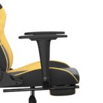 Chaise de jeu avec repose-pied Noir et doré Similicuir – Image 9