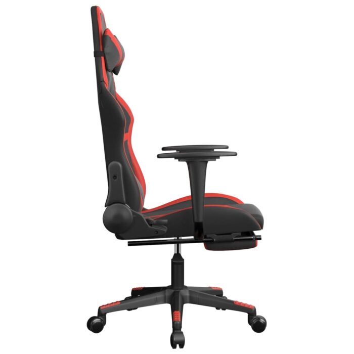 Chaise de jeu avec repose-pied Noir et rouge Similicuir – Image 2