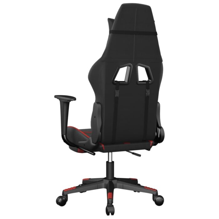 Chaise de jeu avec repose-pied Noir et rouge Similicuir – Image 3