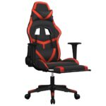 Chaise de jeu avec repose-pied Noir et rouge Similicuir – Image 4