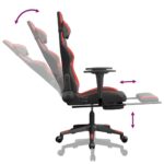 Chaise de jeu avec repose-pied Noir et rouge Similicuir – Image 5