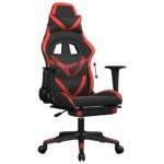 Chaise de jeu avec repose-pied Noir et rouge Similicuir – Image 6