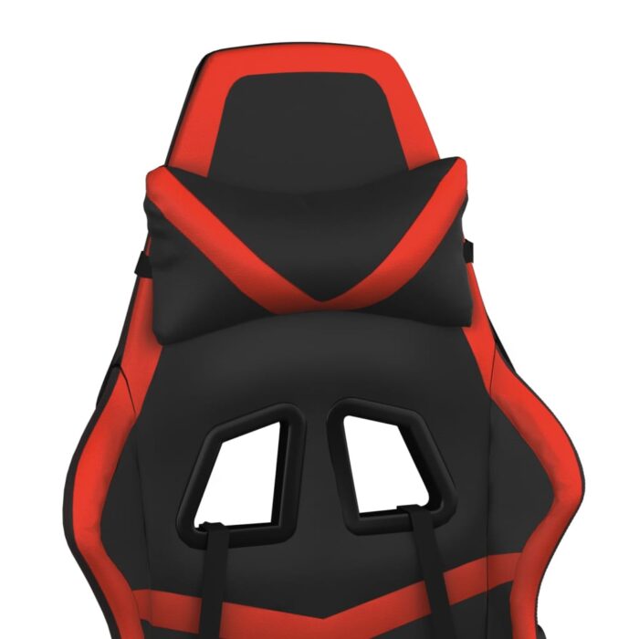 Chaise de jeu avec repose-pied Noir et rouge Similicuir – Image 8