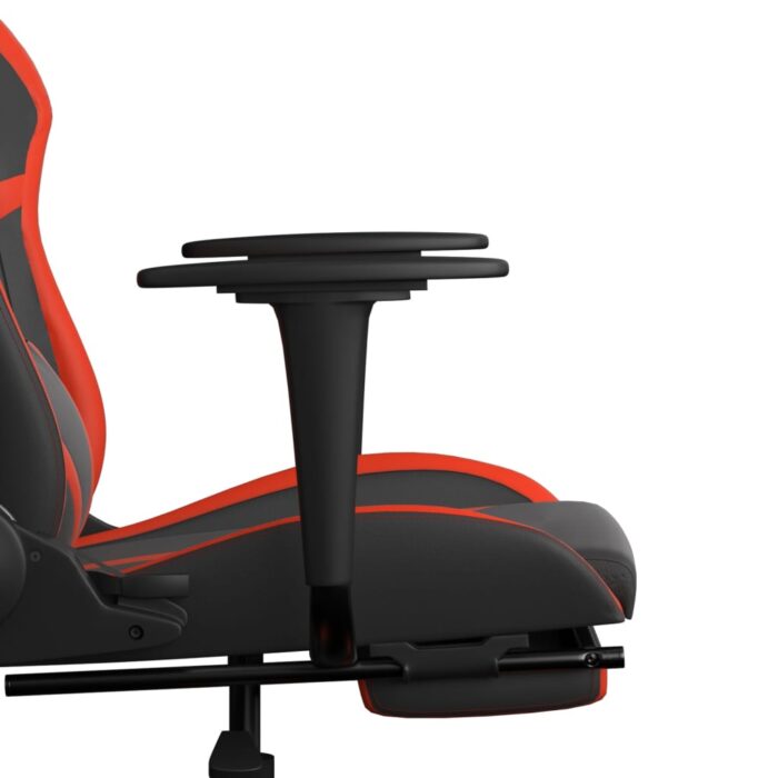 Chaise de jeu avec repose-pied Noir et rouge Similicuir – Image 9