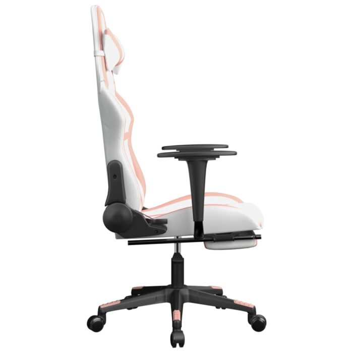 Chaise de jeu avec repose-pied Blanc et rose Similicuir – Image 2