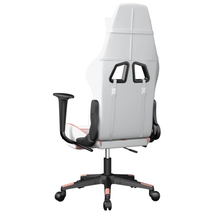 Chaise de jeu avec repose-pied Blanc et rose Similicuir – Image 3