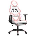 Chaise de jeu avec repose-pied Blanc et rose Similicuir – Image 6