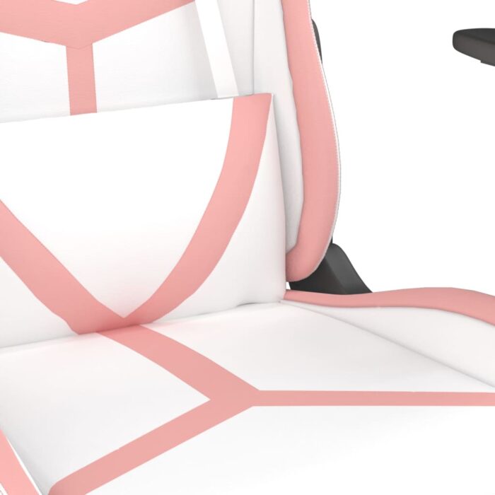 Chaise de jeu avec repose-pied Blanc et rose Similicuir – Image 7