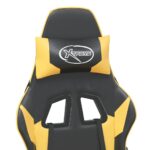 Chaise de jeu avec repose-pied Noir et doré Similicuir – Image 10