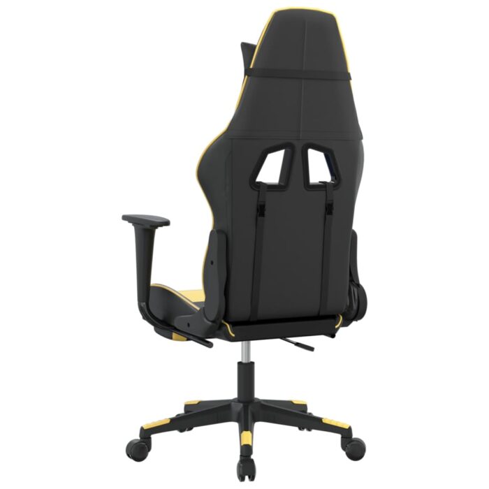 Chaise de jeu avec repose-pied Noir et doré Similicuir – Image 3