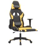 Chaise de jeu avec repose-pied Noir et doré Similicuir – Image 4