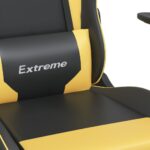 Chaise de jeu avec repose-pied Noir et doré Similicuir – Image 7