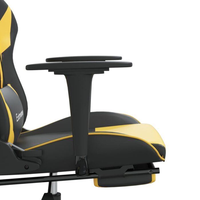 Chaise de jeu avec repose-pied Noir et doré Similicuir – Image 9