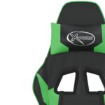 Chaise de jeu avec repose-pied Noir et vert Similicuir – Image 10