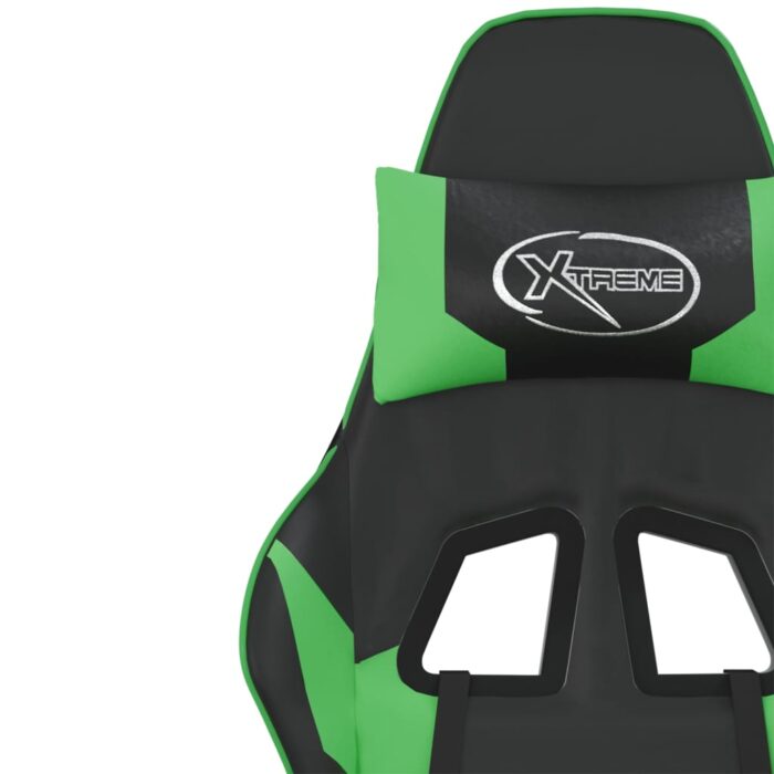 Chaise de jeu avec repose-pied Noir et vert Similicuir – Image 10