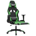 Chaise de jeu avec repose-pied Noir et vert Similicuir – Image 4