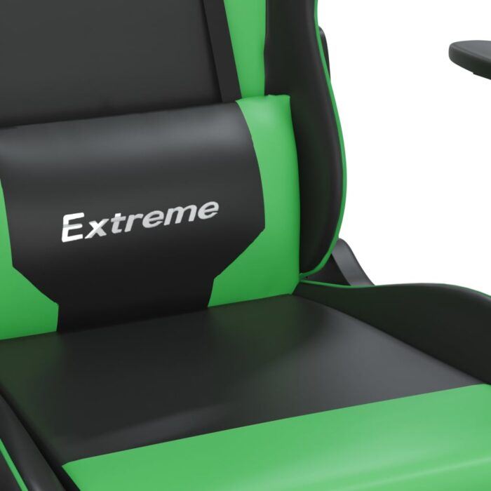 Chaise de jeu avec repose-pied Noir et vert Similicuir – Image 7