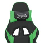 Chaise de jeu avec repose-pied Noir et vert Similicuir – Image 8