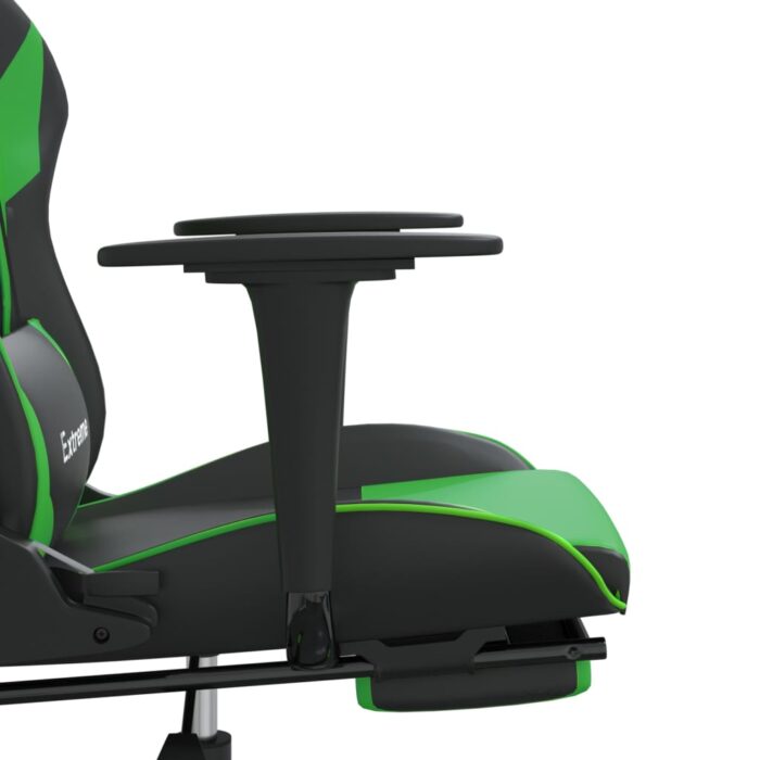 Chaise de jeu avec repose-pied Noir et vert Similicuir – Image 9