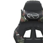 Chaise de jeu avec repose-pied Noir et camouflage Similicuir – Image 10