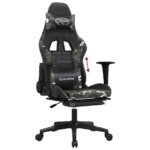 Chaise de jeu avec repose-pied Noir et camouflage Similicuir – Image 6