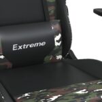 Chaise de jeu avec repose-pied Noir et camouflage Similicuir – Image 7