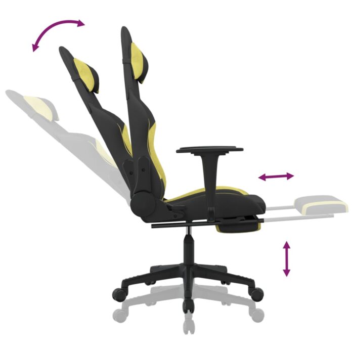 Chaise de jeu avec repose-pied Noir et vert clair – Image 5