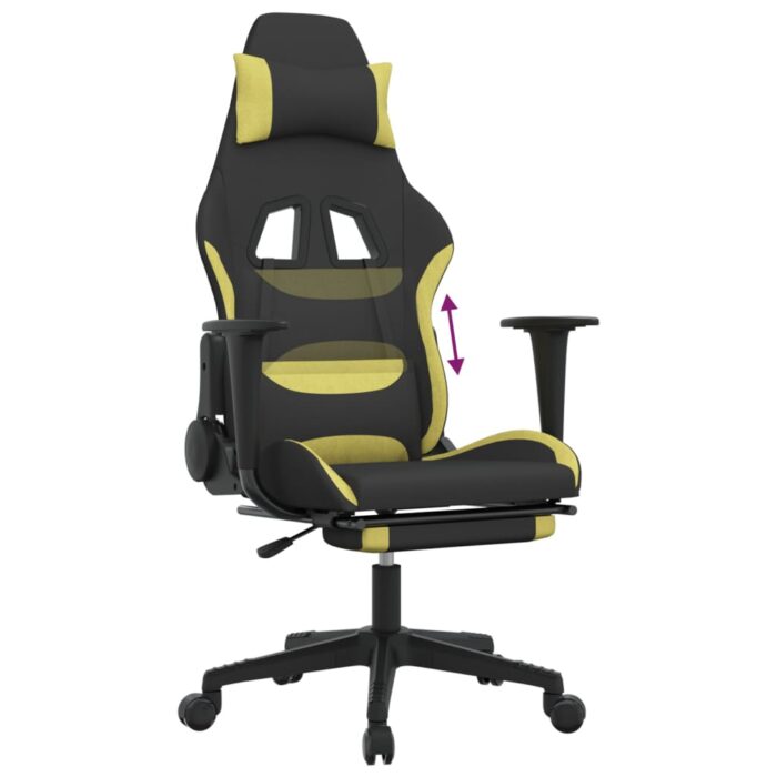 Chaise de jeu avec repose-pied Noir et vert clair – Image 6