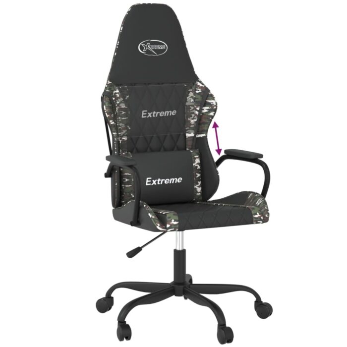 Chaise de jeu Noir et camouflage Similicuir – Image 4