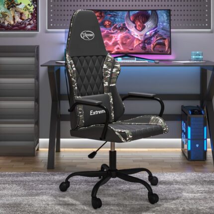 Chaise de jeu Noir et camouflage Similicuir